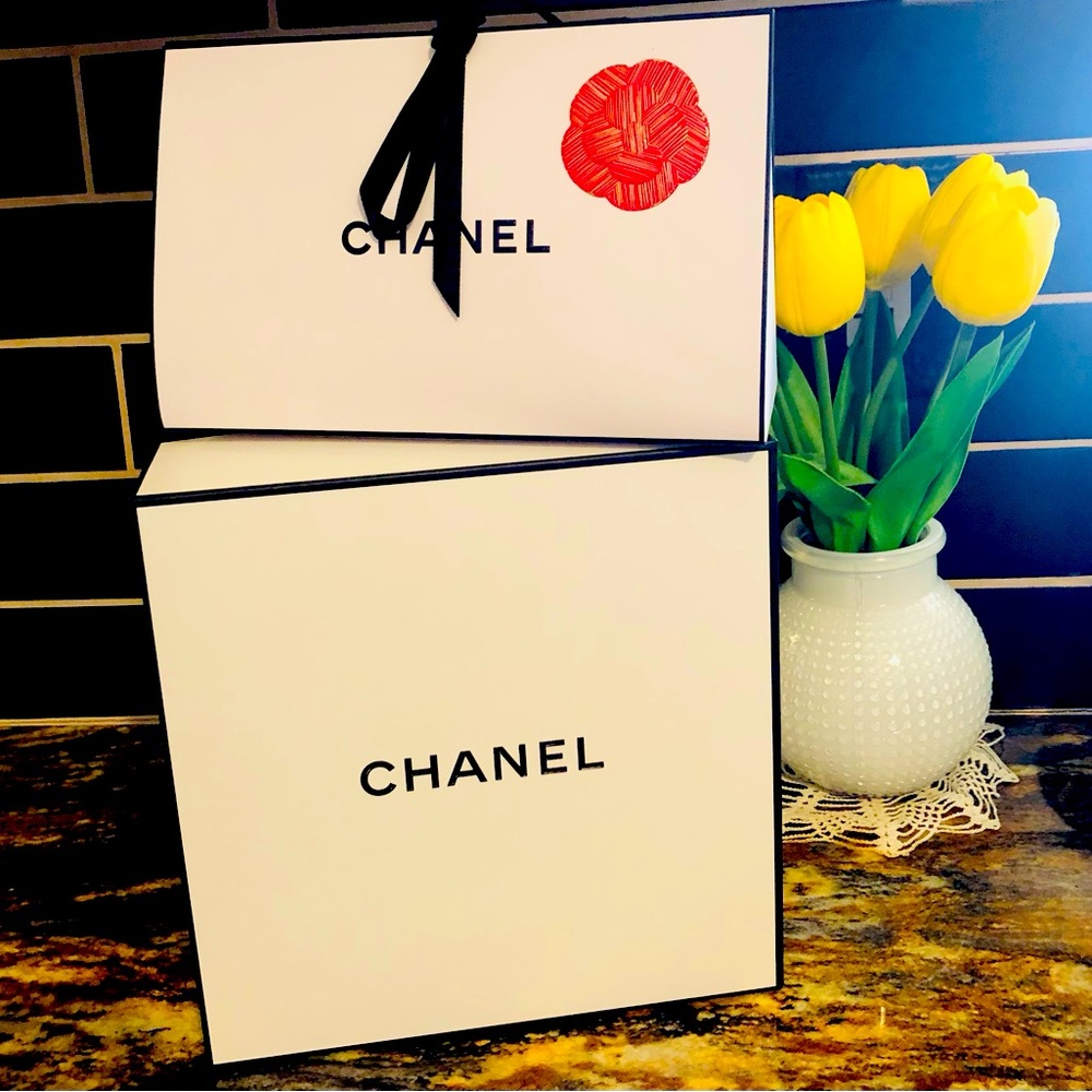 Authentic Chanel Gift Box And Camellia Bag